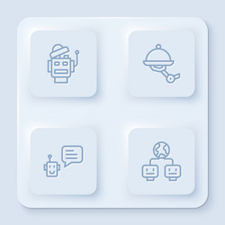 set line robot waiter bot and artificial vector image