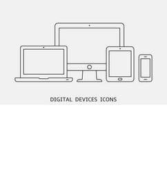 set of outline device icons monitor vector image