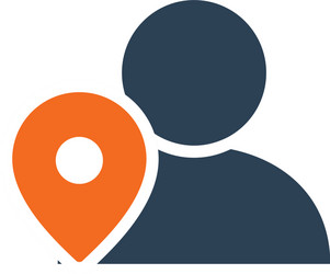 User profile with location mark line icon public vector