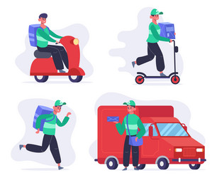 delivery service characters courier or postal vector