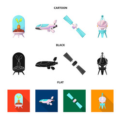isolated object of mars and space icon set vector image