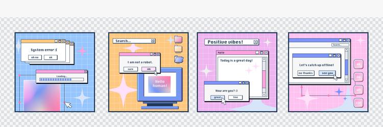 retro desktop computer interface posters vector image