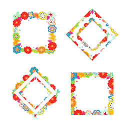Set four multicolour rectangular doodle frames vector