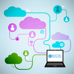 template design cloud and notebook vector image