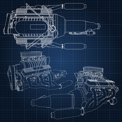 a set of several types powerful car engine vector image