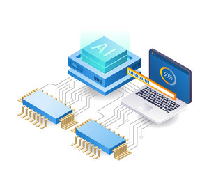 artificial intelligence data analysis speed flat vector image