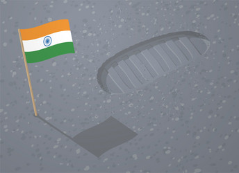 Astronaut boot footprint and india flag on moon vector
