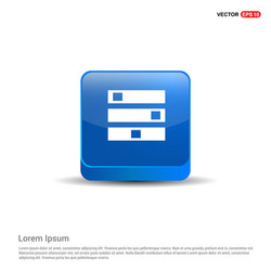 Computer server icon - 3d blue button vector