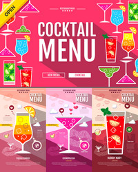 flat style cocktail menu concept web site design vector