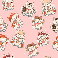 Maneki Neko Seamless Pattern vector