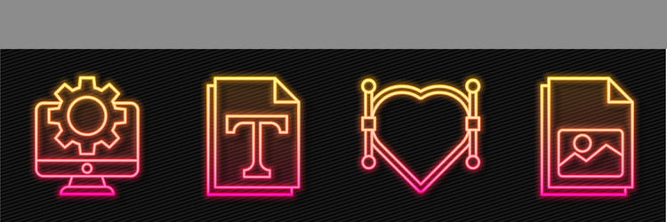 set line heart with bezier curve computer monitor vector image