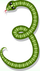 Snake Digit Three - Number Symbol vector image