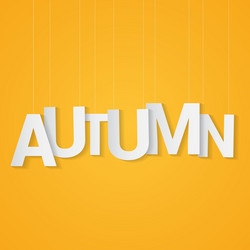 autumn paper letters attached to string over vector image