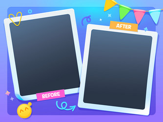 before after template photo frames on paper clip vector