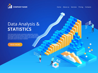 data analysis isometric for landing page vector image