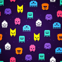 Retro 8-Bit Monster Pixel Pattern vector image