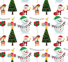 Seamless background design with snowman and tree vector