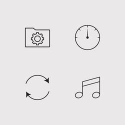 User interface simple linear icons set outlined vector