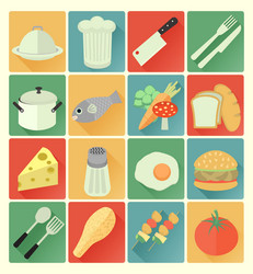 Colorful Flat Food Icons vector