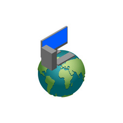 Computer and earth computerization planet vector