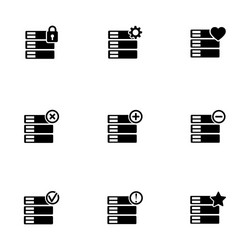 Database Icon Set - Black vector image