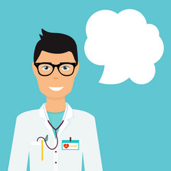 Doctor in medical uniform and speech bubble vector