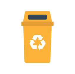 isolated yellow waste container symbol vector image