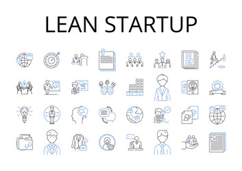 lean startup line icons collection agile vector