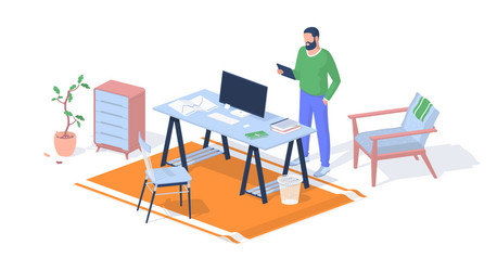Man Preparing for Lecture - Office Setting vector