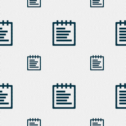 notepad icon sign seamless pattern with geometric vector image