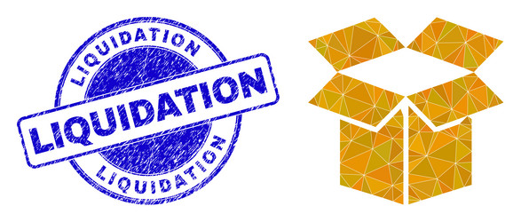 Textured liquidation round seal and open carton vector