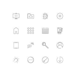 user interface simple linear icons set outlined vector image