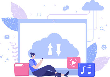cloud backup storage computer system vector image