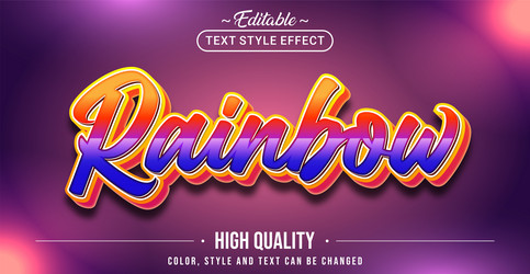 Editable text style effect - rainbow vector