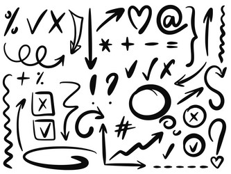 Hand drawn arrows shapes and signs for notes vector