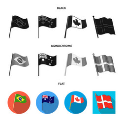 isolated object world and flag sign collection vector image
