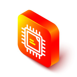 isometric line computer processor vector image