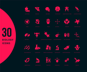 Set simple icons biology vector