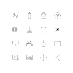 User interface simple linear icons set outlined vector