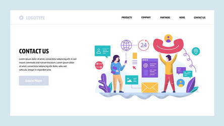 Call Center Website Template vector image