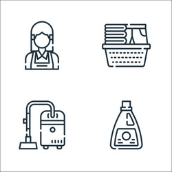 cleaning line icons linear set quality vector image