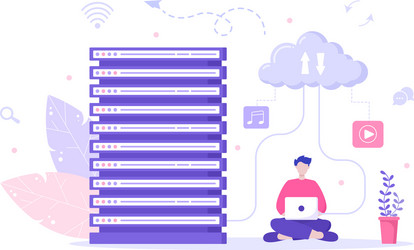 computer cloud server hosting storage data vector image