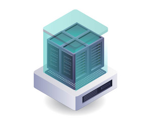data management in server rack technology flat vector image