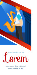 faceless character male musician with saxophone vector