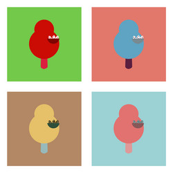 Flat icon design collection tree and nest vector