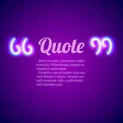 retro neon glowing quote marks frame vector