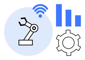 robotic arm with wireless connectivity bar chart vector image