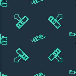 set line ufo flying spaceship and alien loading vector image