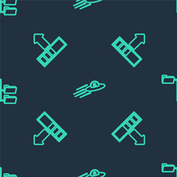 Set line ufo flying spaceship and alien loading vector