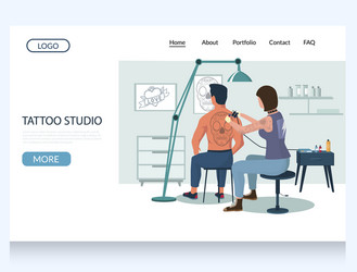 tattoo studio website landing page design Vector Image